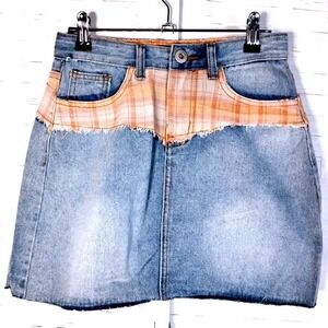 POL Plaid And  Denim‎ Mini Skirt Size Small